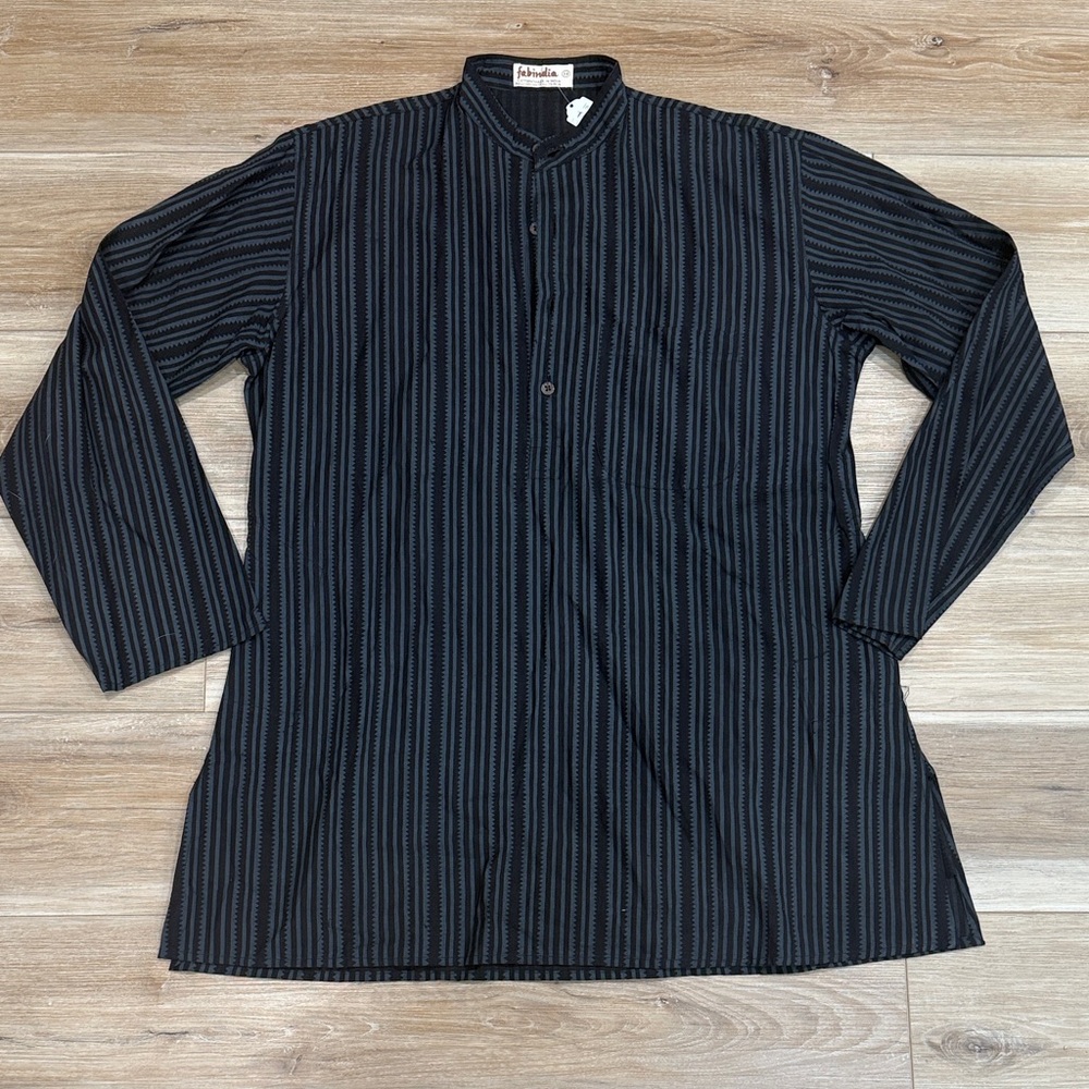 Fabindia Black and Gray Striped Kurta